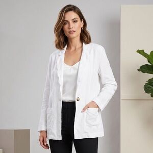 CATO Scalloped Edge Stretch Blazer Women’s Plus 18/20W White Minimalist Career